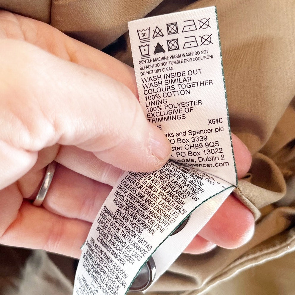 M&S Stand Collar Bomber Cropped Trench Coat Jacket Tan Beige 4