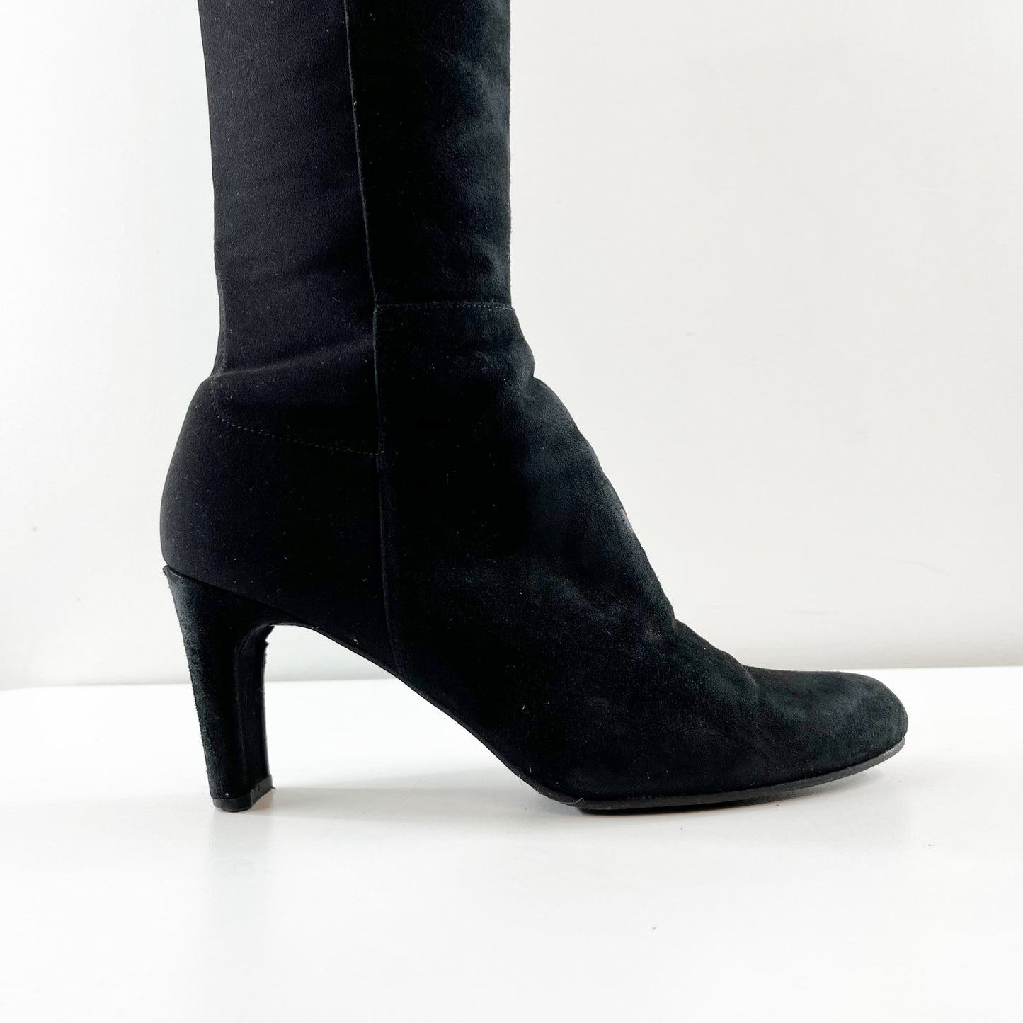 Stuart Weitzman Hijack Heeled Over The Knee Suede Black Boots 8