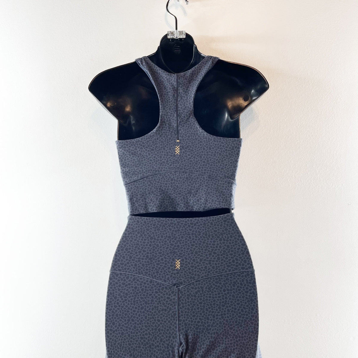 Rhone Revive Print Racerback Crop Tank & High Rise Leggings Set Blue Spotted XS