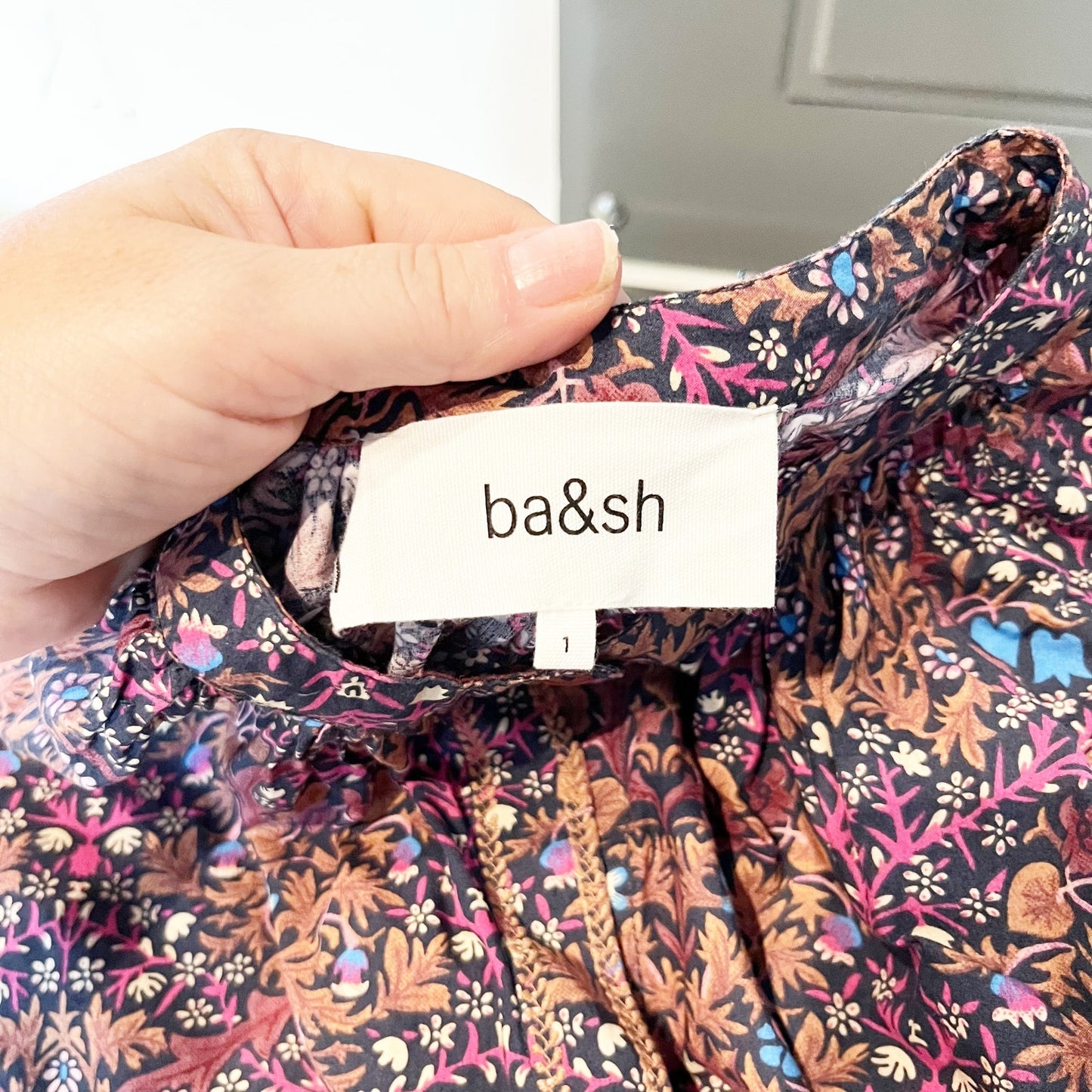 Ba&Sh Ulys Long Balloon Sleeve Cotton Poplin Blouse Top Purple Small