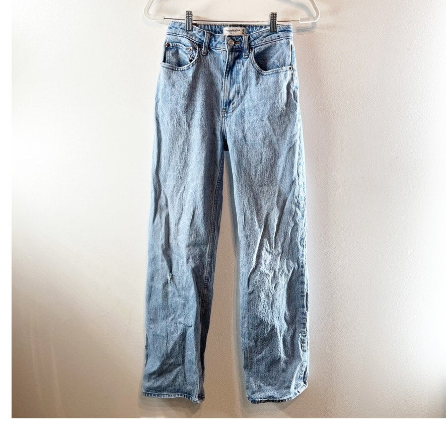 Abercrombie 90's Relaxed High Rise Straight Leg Jeans Blue 25 / 0