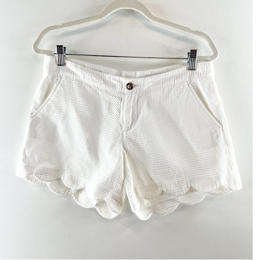 Lilly Pulitzer Buttercup Mid Rise Scalloped Hem Shorts White 6