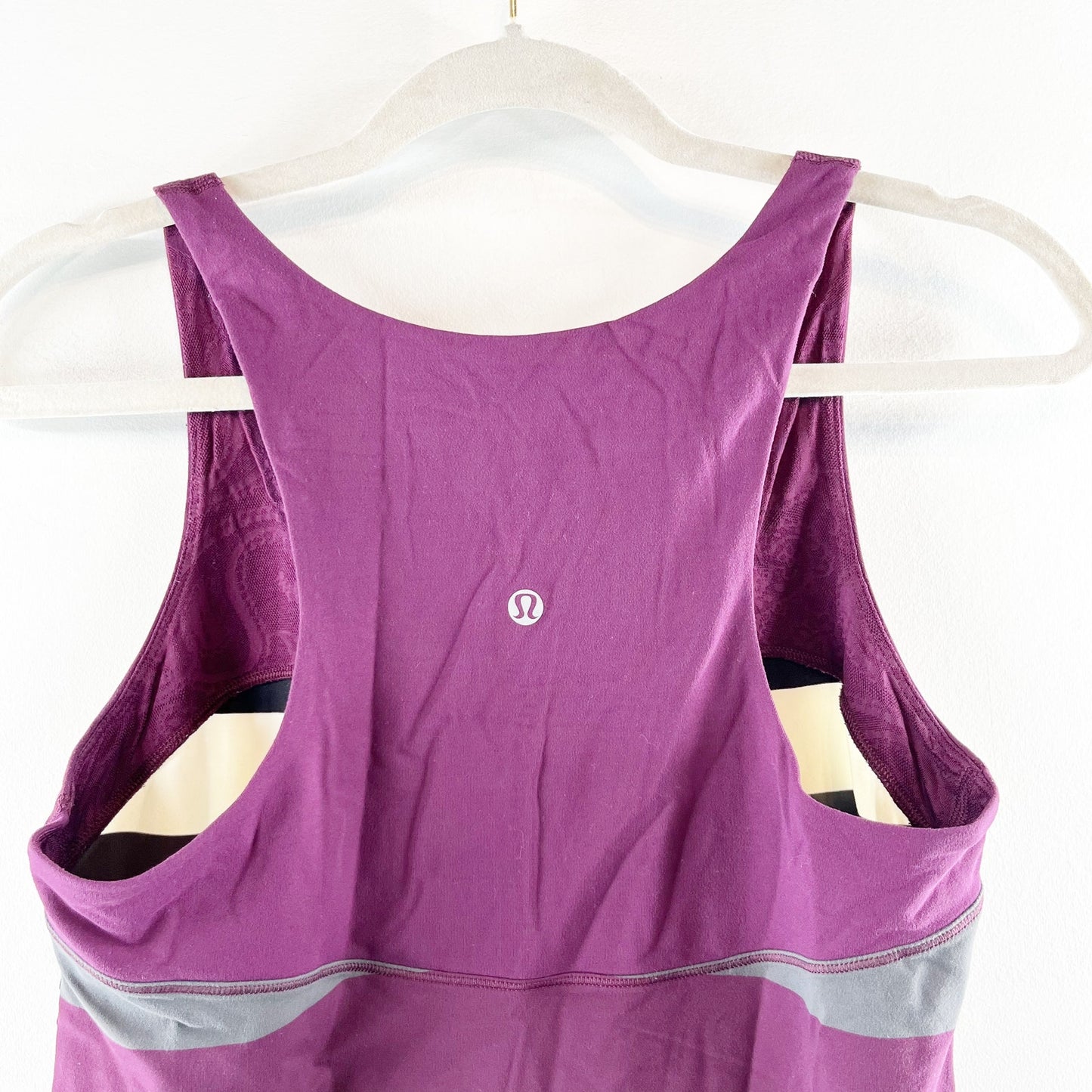 Lululemon Run First Base Striped Racerback Cotton Tank Top Black Purple Small