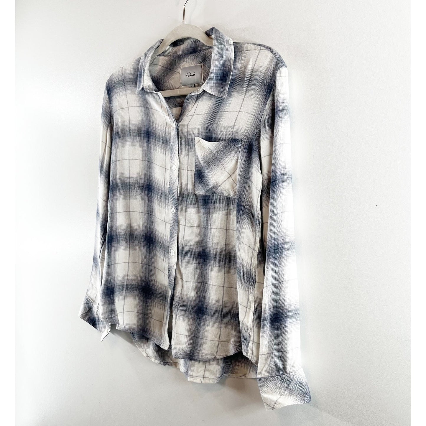 Rails Hunter Plaid Long Sleeve Chest Pocket Button-Down Shirt Sterling White S