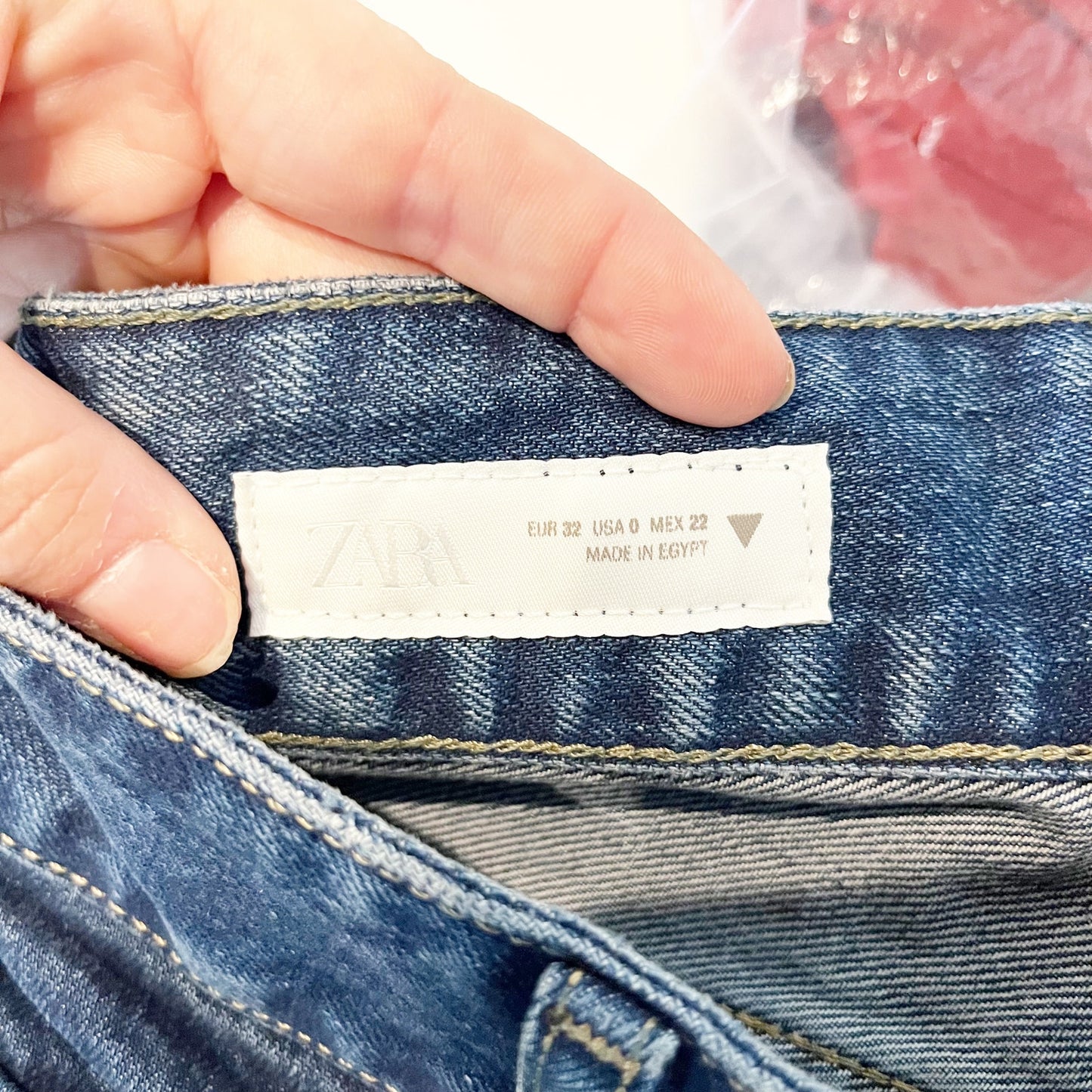 Zara Low Rise Patch Pocket Dark Wash Denim Flare Jeans Blue 0