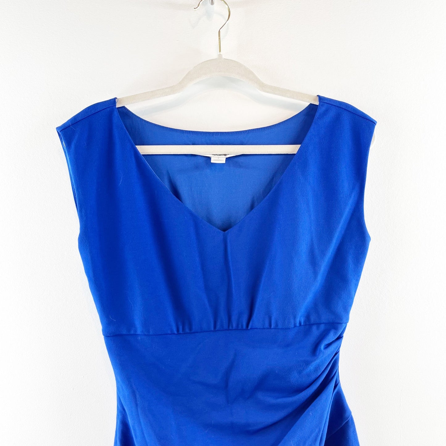 Diane Von Furstenberg Bevin Cap Sleeve Ruched Mini Shift Dress Royal Blue 4