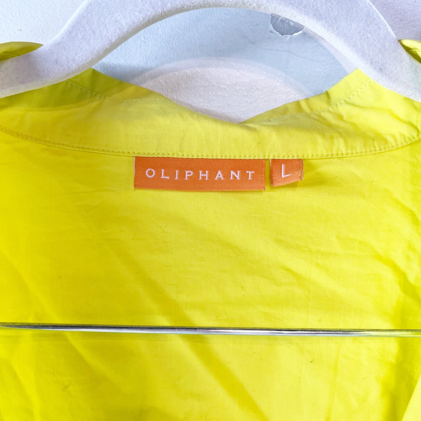 Oliphant Tuckernuck Cotton Poplin Short Sleeve Mini Shift Dress Yellow Large