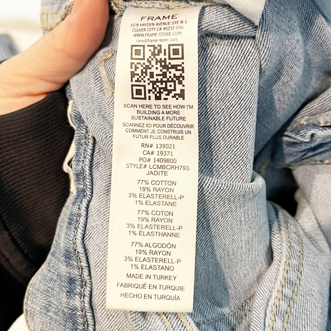 Frame High Waisted Denim Le Cropped Mini Boot Jeans Jadite Blue 26 / 2