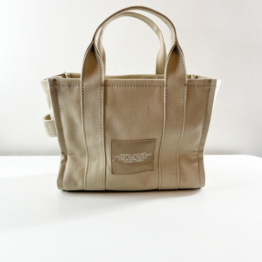 Marc Jacobs The Small Tote Canvas Bag Crossbody Purse Beige Tan