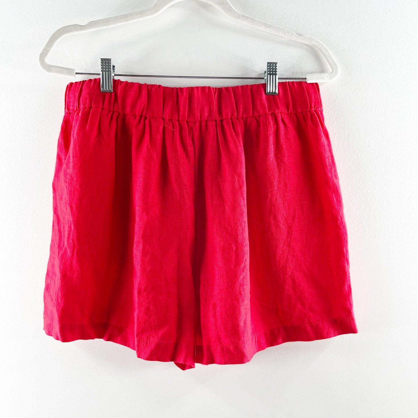 J. Crew High Rise Linen Tropez Shorts Red Medium
