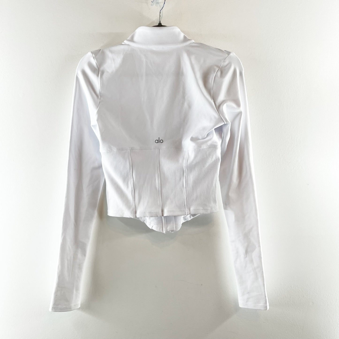 Alo Airbrush Corset Full Zip Up Long Sleeve Jacket White Small