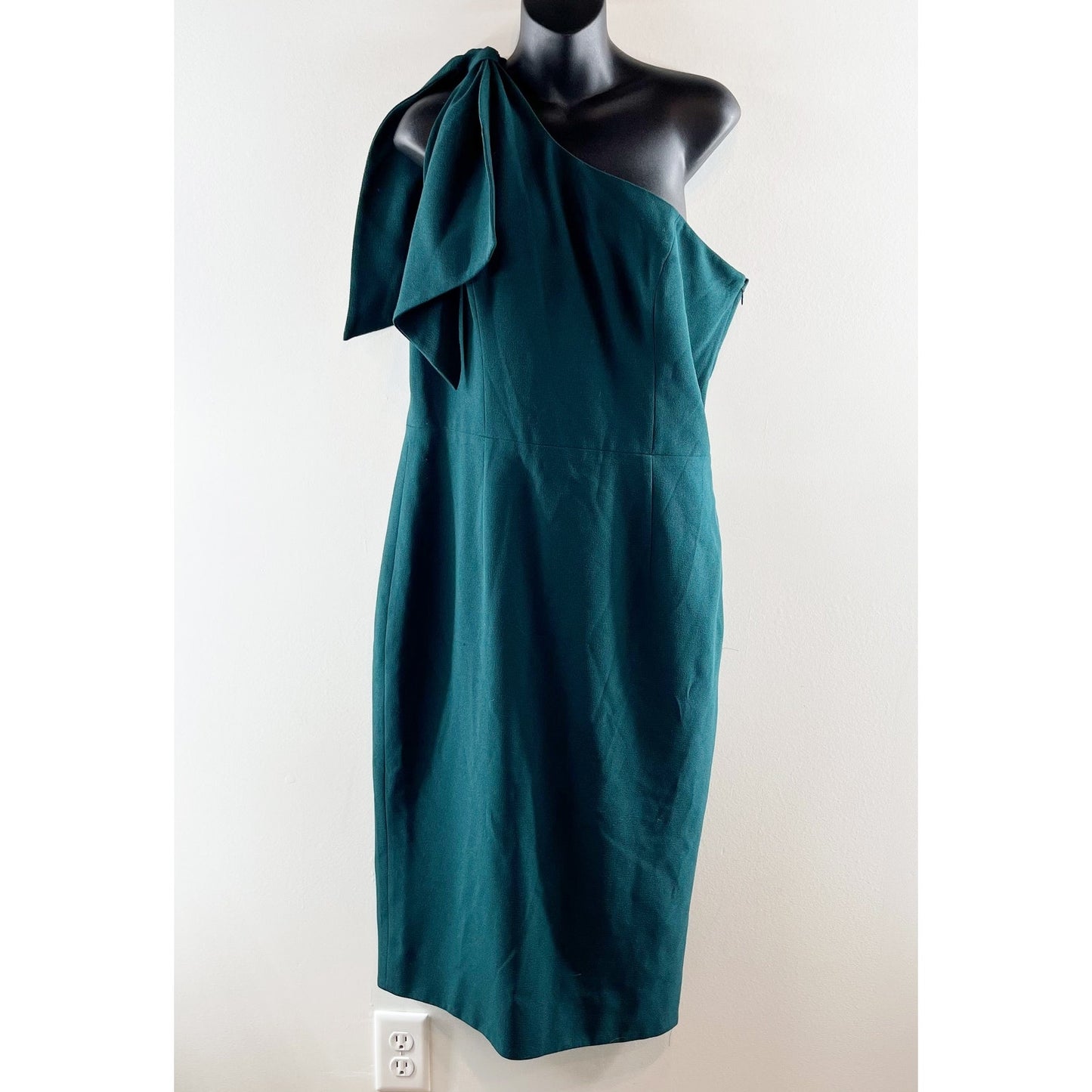 Dress The Population Tiffany One Shoulder Bow Midi Dress Green XL