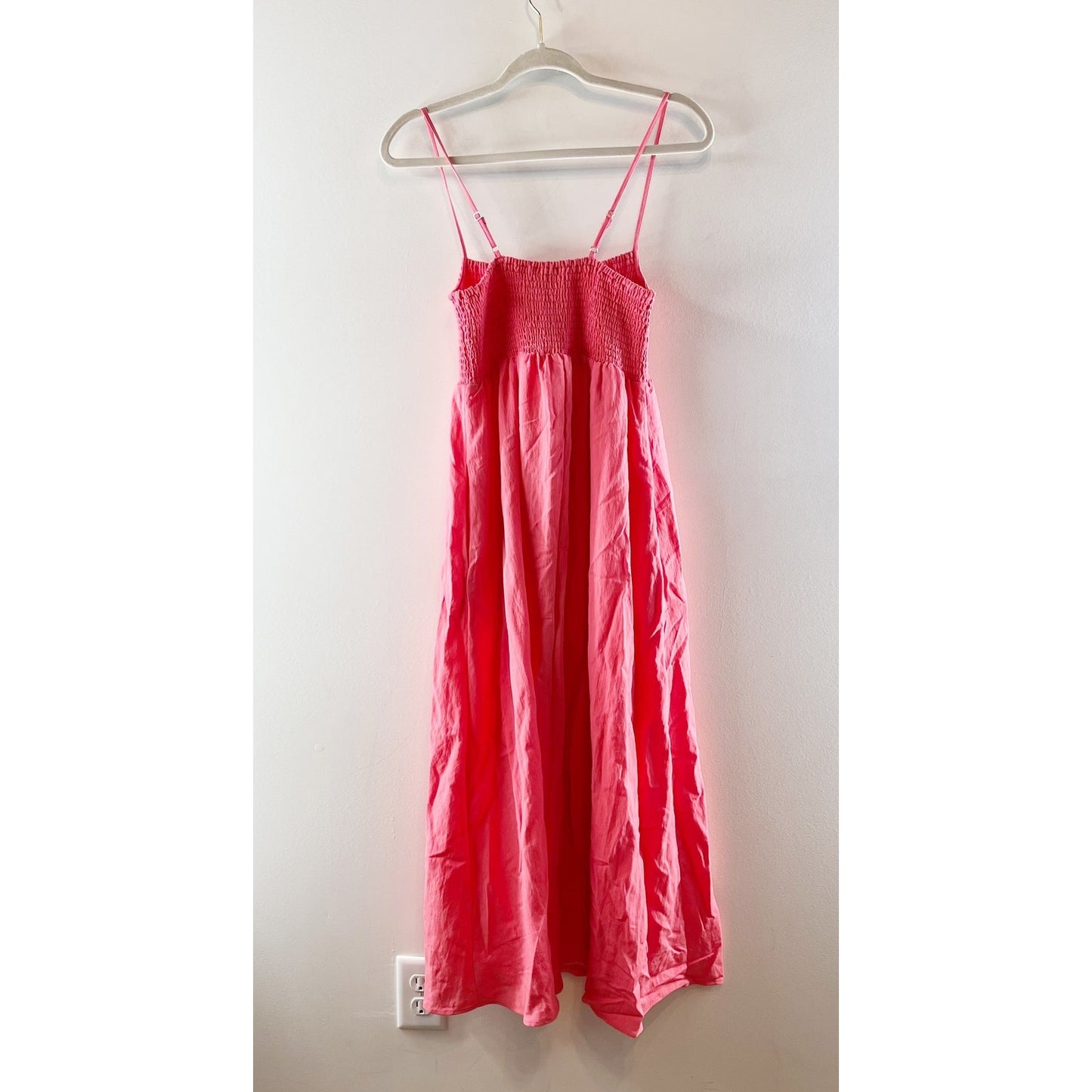 Z Supply Beachside Smocked Midi Dress in Sunset Pink Coral Small