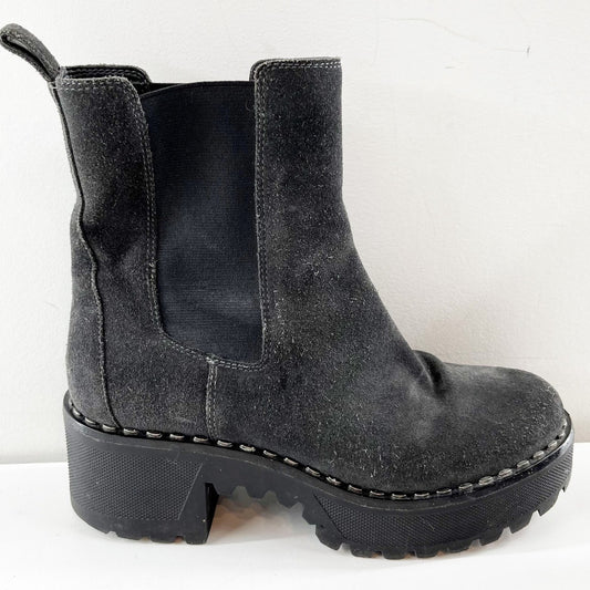 Vince Camuto Chunky Madisha Suede Pull On Chelsea Boots Gray 7