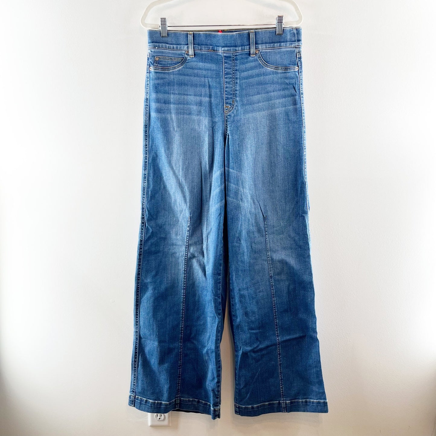 SPANX Seamed Front High Rise Wide Leg Stretch Jeans Blue XL