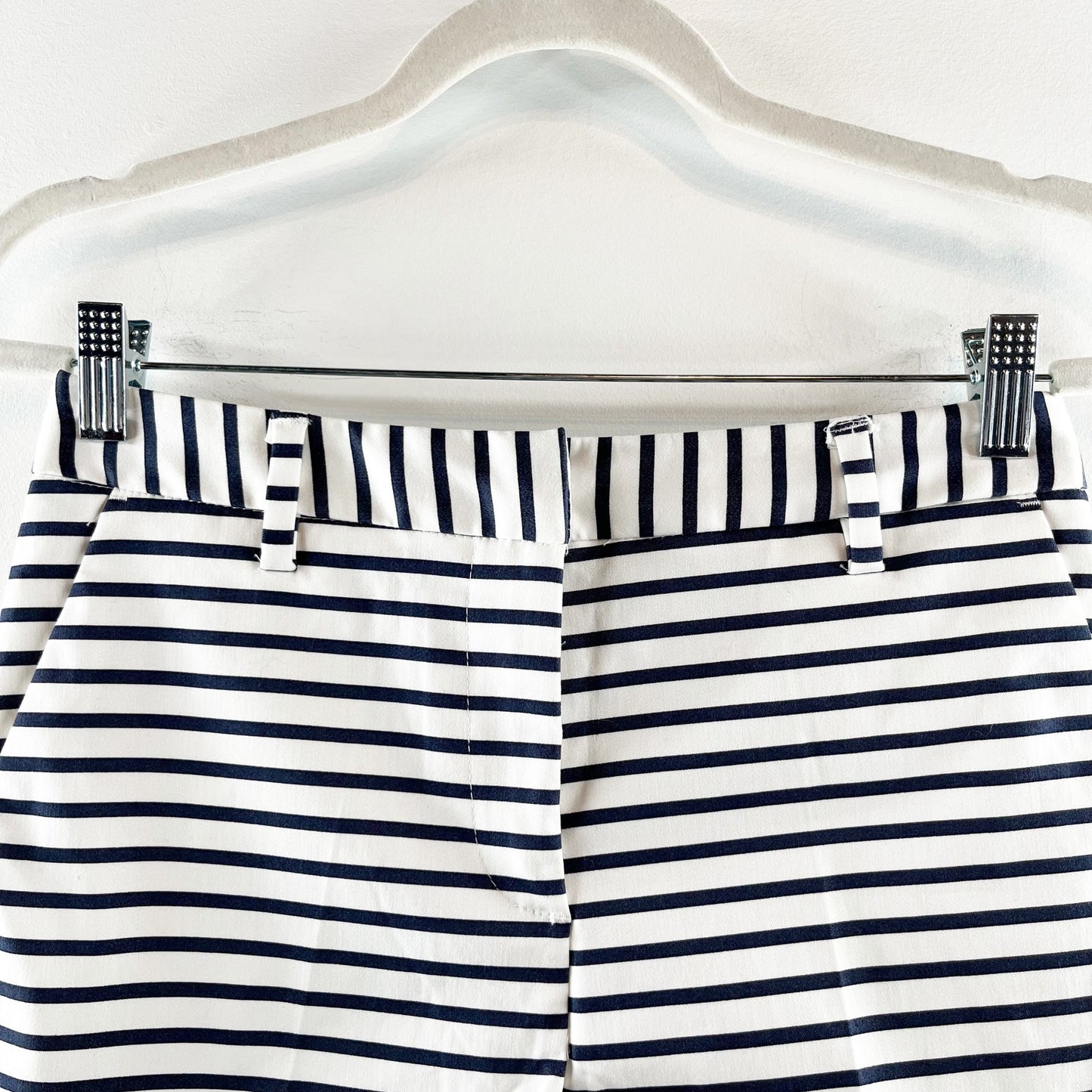 H&M High Rise Striped Chino Shorts Blue White 6