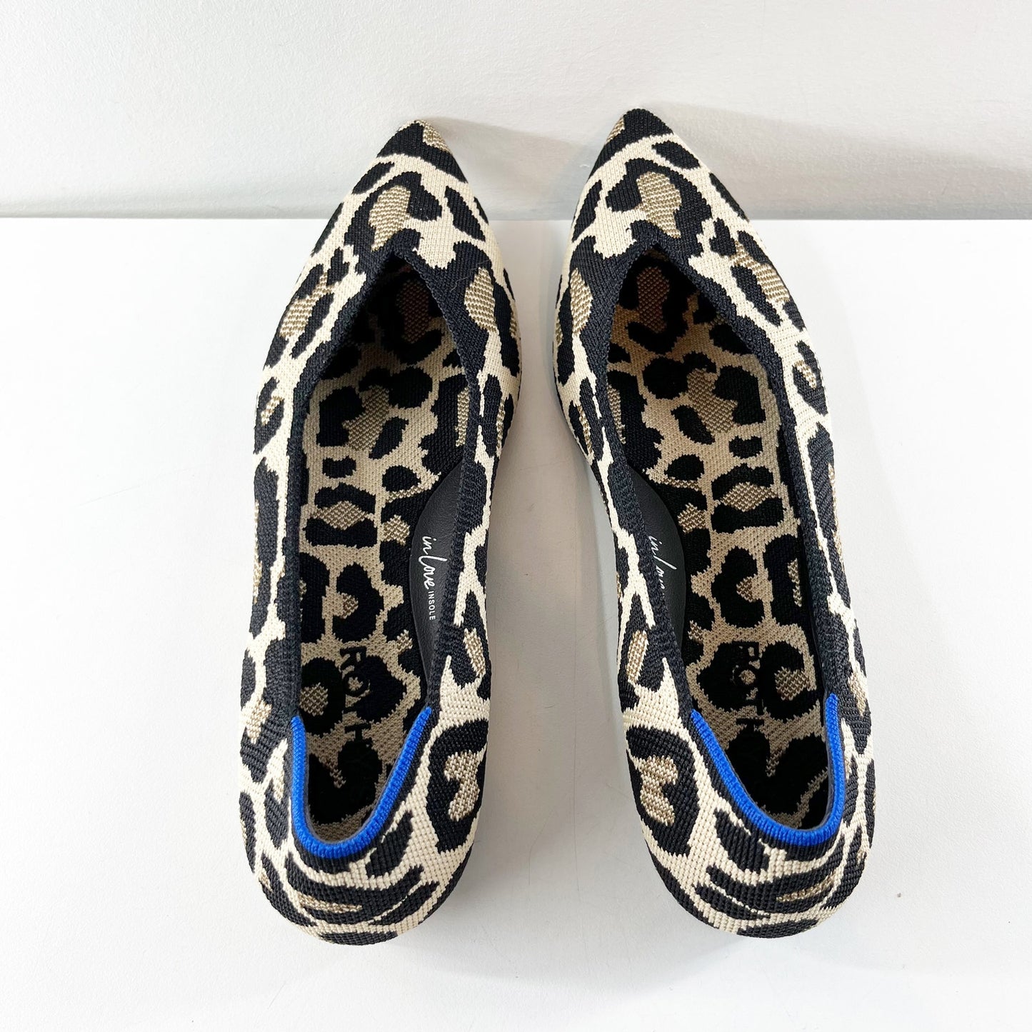 Rothy's The Point Animal Print Slip On Knit Ballet Flats Desert Cat Leopard 9.5