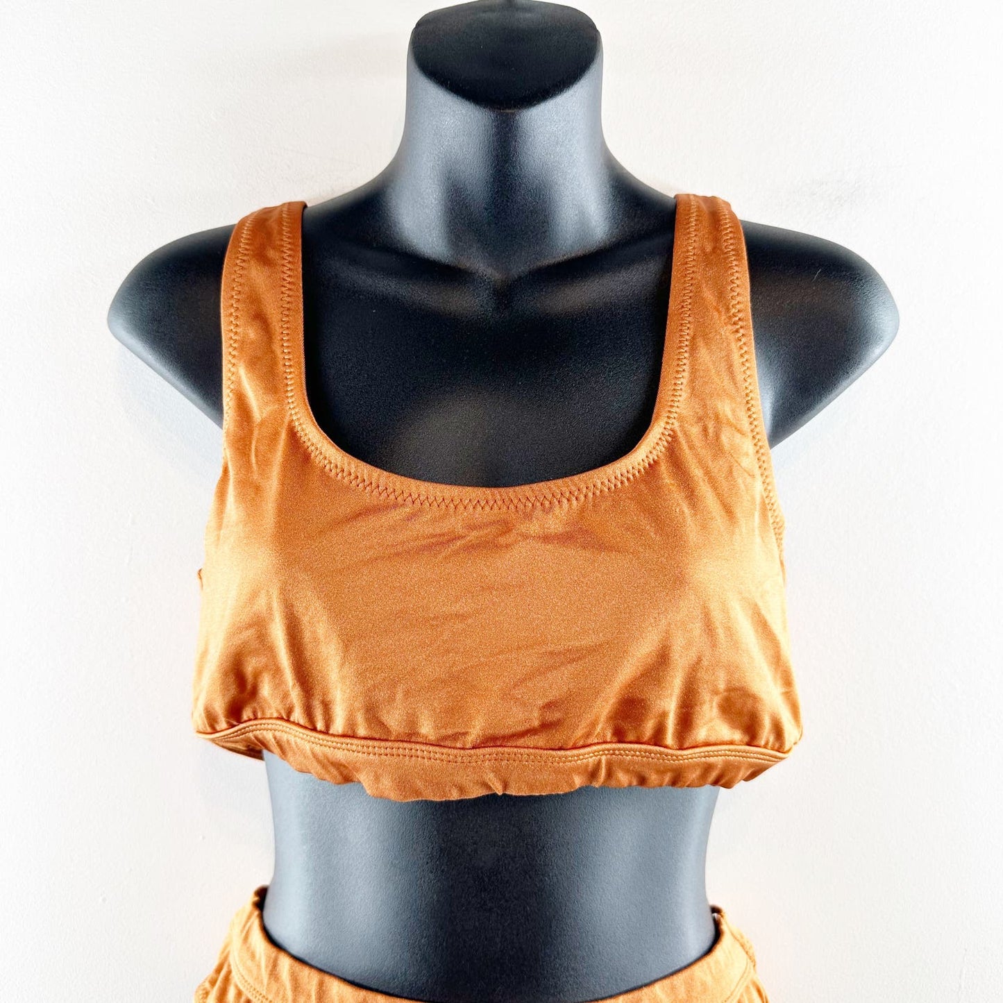 Dixperfect High Waisted Scoopneck Two Piece Bikini Bathing Suit Golden Copper XL