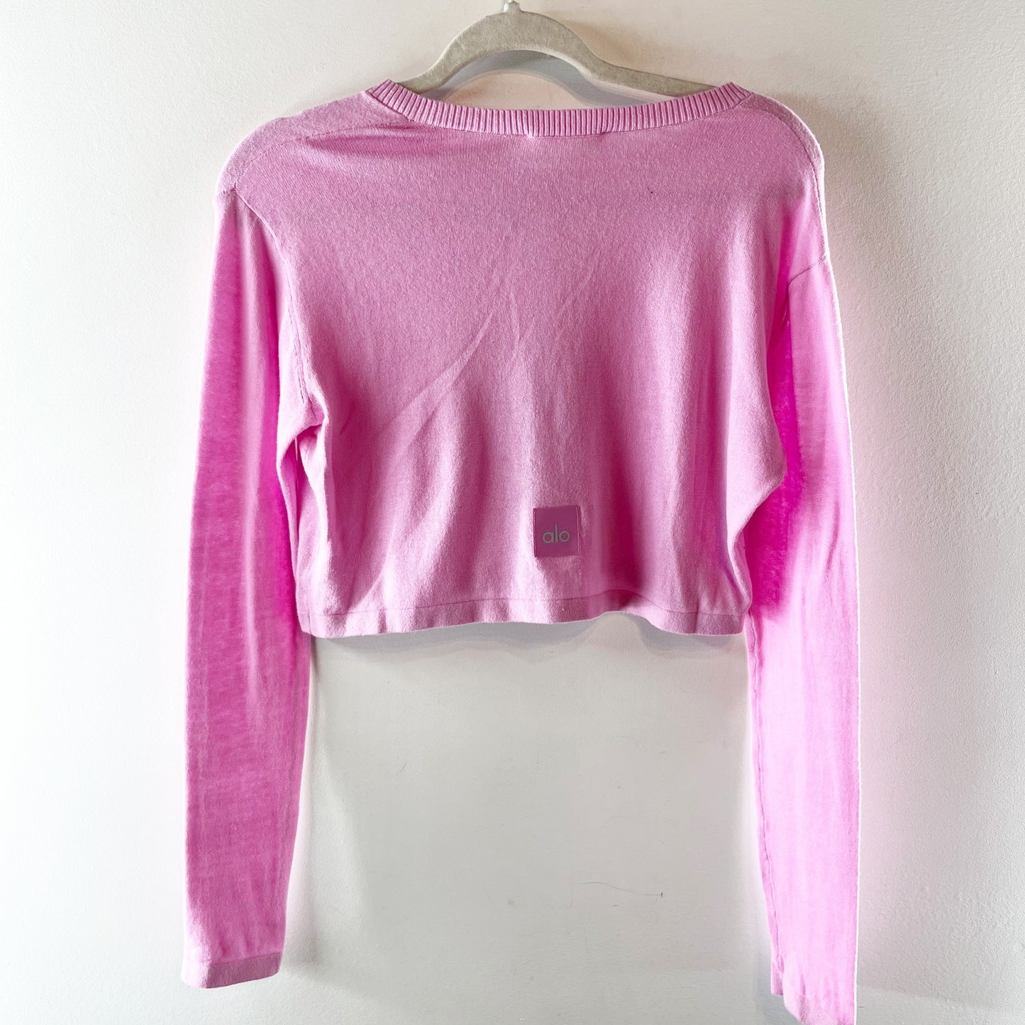 Alo Supernatural Sweater Cardigan Long Sleeve Crewneck Candy Heart Pink XXS