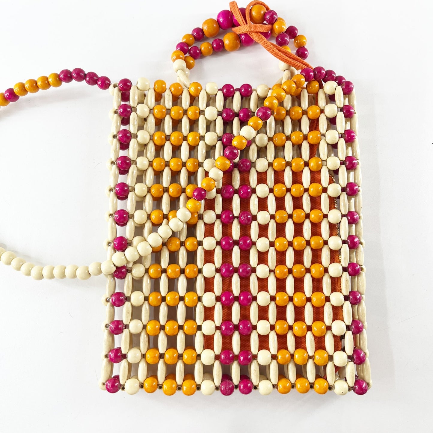 Maliparmi Crossbody Rectangle Beaded Bag Purse Purple Orange