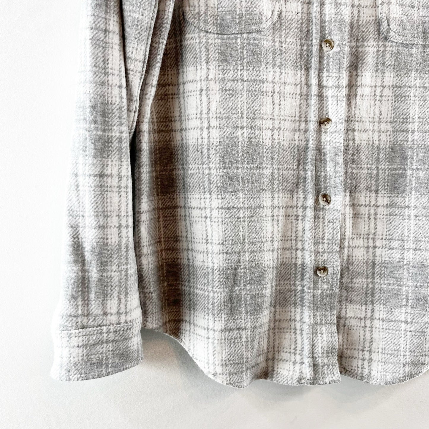 Faherty W Legend Sweater Button Down Shirt Winter Clouds Plaid Gray XS