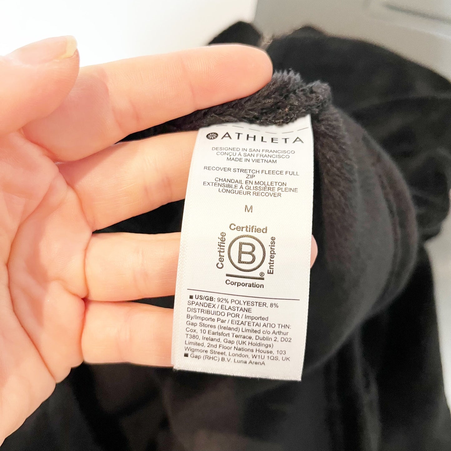 Athleta Recover Stretch Long Sleeve Full Zip Fleece Jacket Black Medium