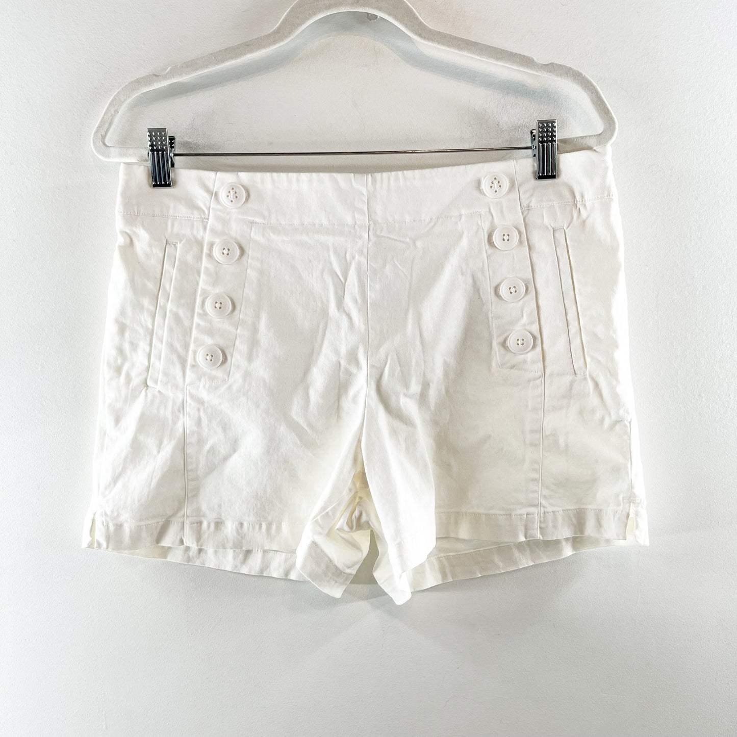 LOFT High Rise Riviera Sailor Chino Shorts with Buttons White 6