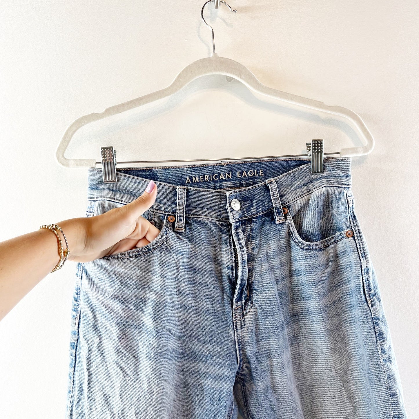 American Eagle AE Ex Boyfriend High Waisted Denim Straight Leg Jeans Blue 00