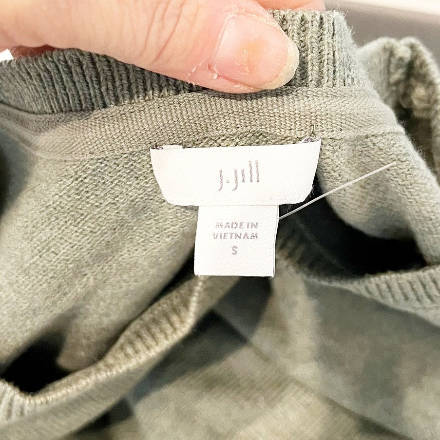J. Jill Crewneck Dot Embroidered Sweater Seedling Heather Green Small