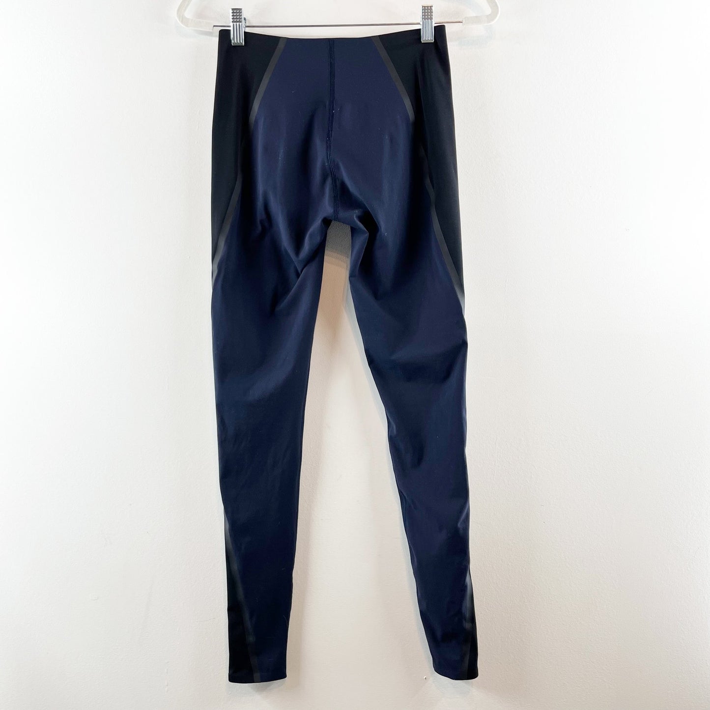 Spanx Exposed Mesh Contouring Colorblock Seamless Leggings Navy Blue Black Small