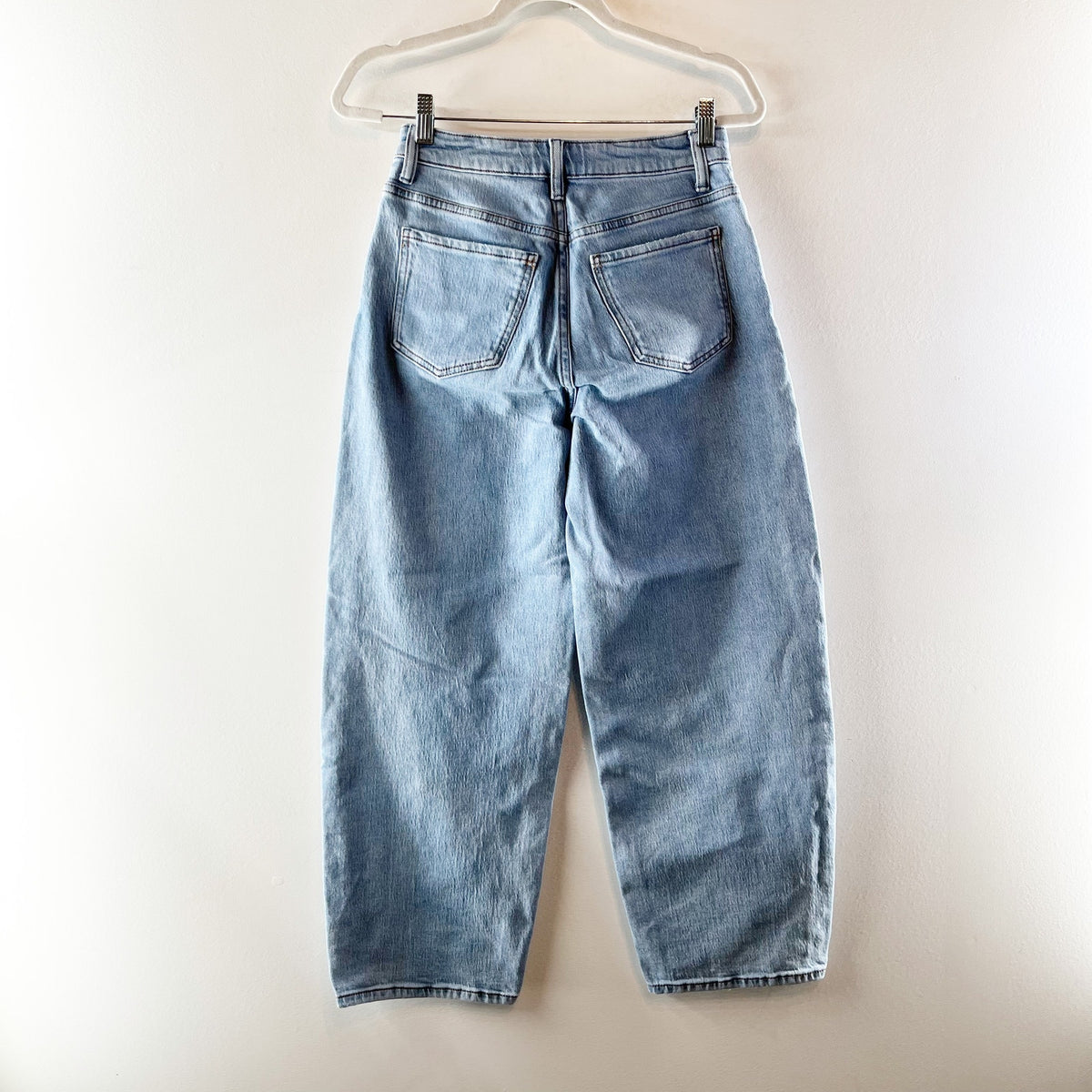 Quince Bella Stretch High Rise Barrel Jeans Organic Cotton Cool Blue 26