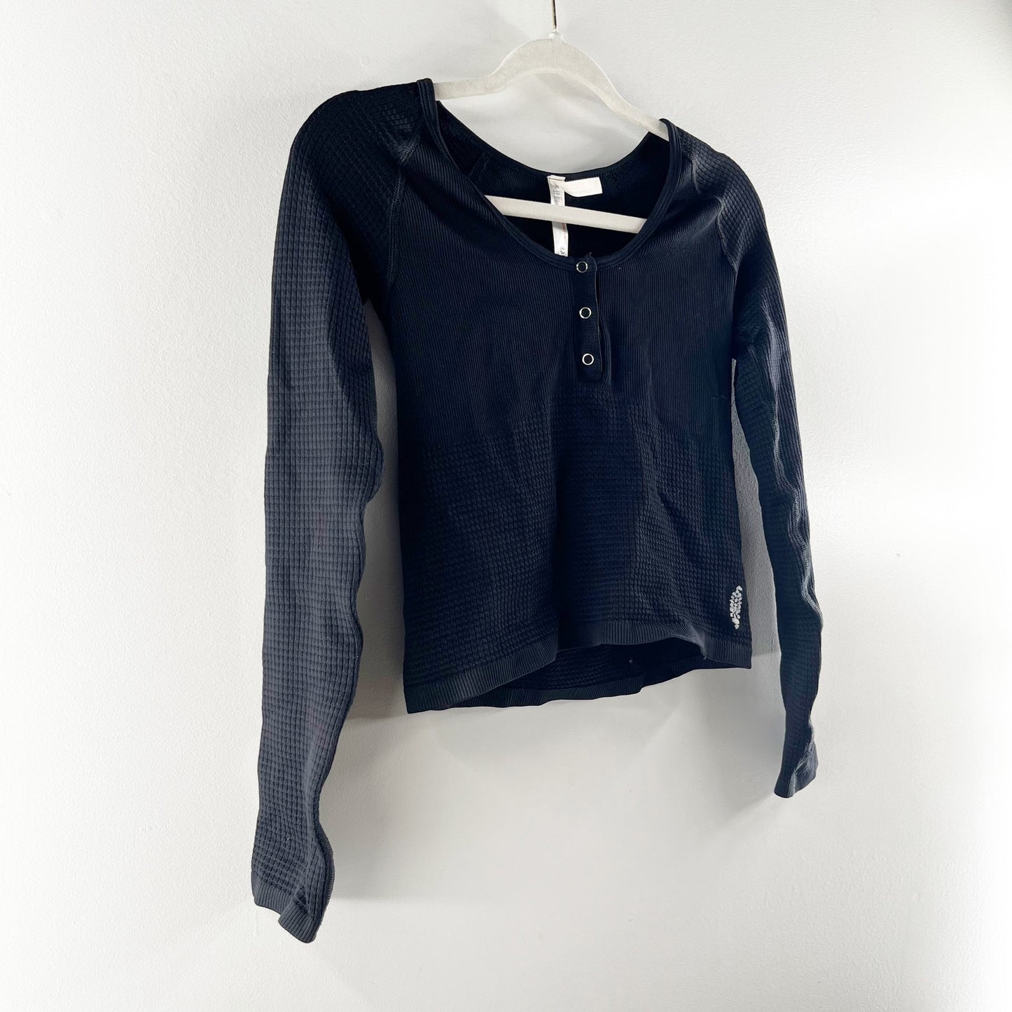 Free People Movement Bail Out Long Sleeve Cut-Out Back Top Black Medium Large