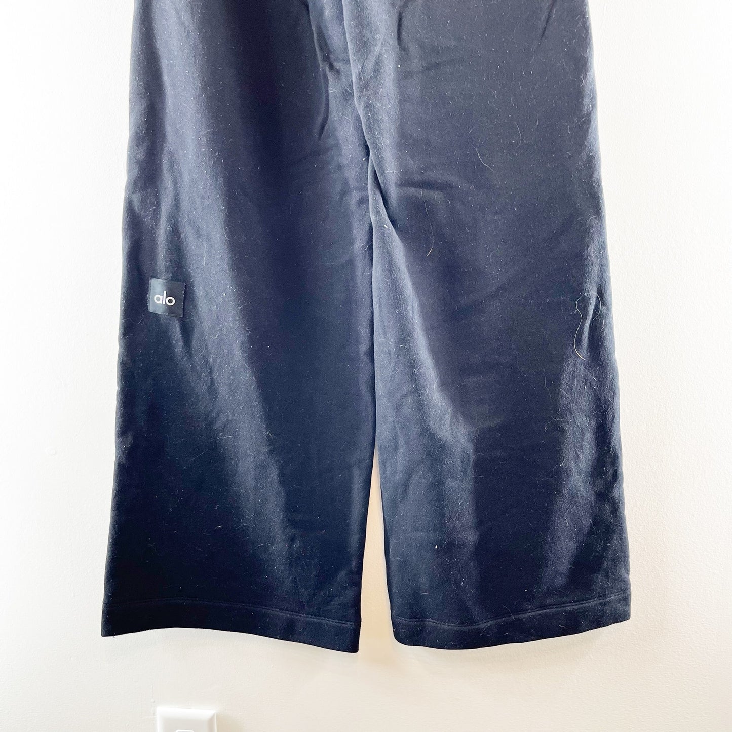 Alo Yoga Serenity Soft French Terry High Waisted Wide Leg Sweatpants Black XS