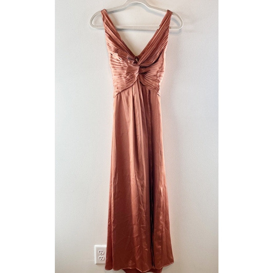 Hello Molly Piece Of Your Love Satin Maxi Dress Rust Coral Peach Pink 2