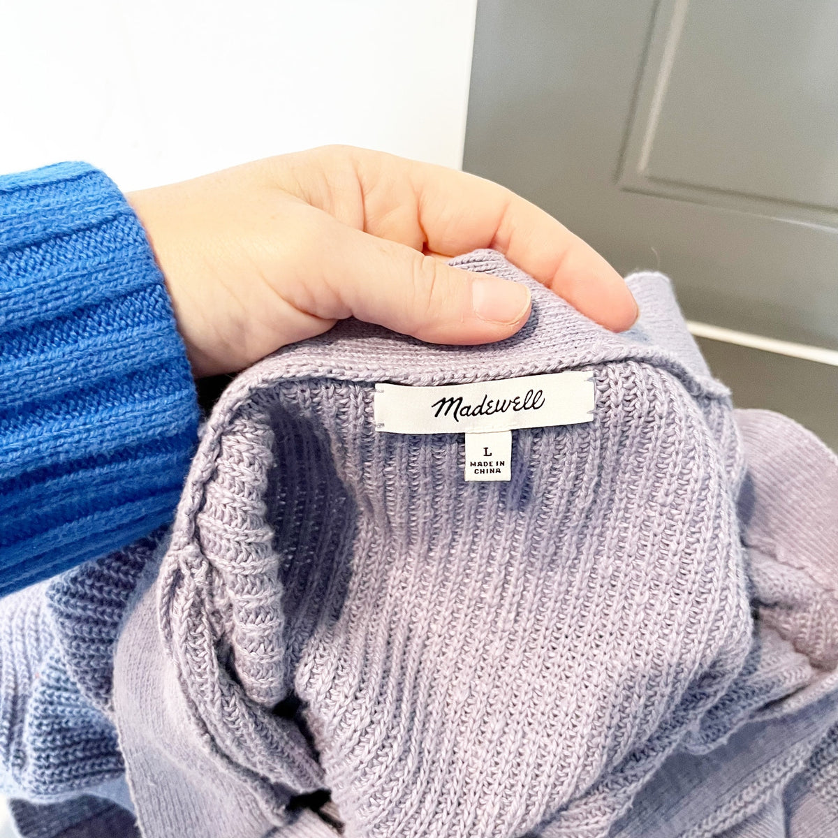 Madewell Lovell Long Sleeve V-Neck Knit Cardigan Sweater Dusk Peri Blue Large