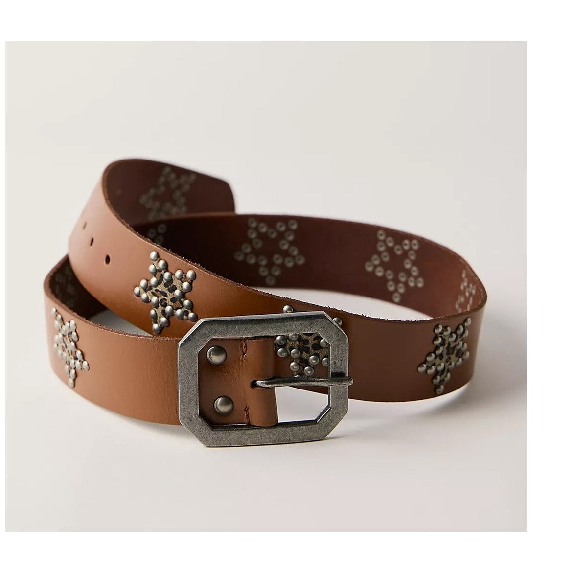 Free People Starcrossed Studded Leather Belt Brown Wildside Small / Medium
