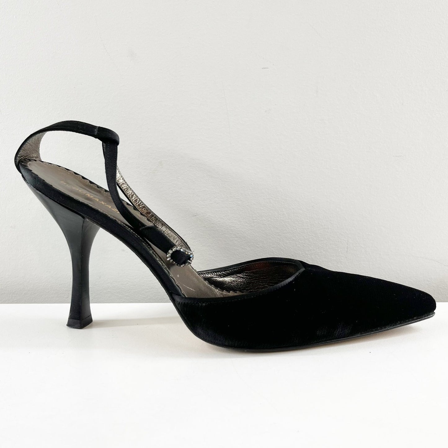 BCBGMaxAzria Suede Ankle Strap Pointed Toe Pump Heels Black 8.5