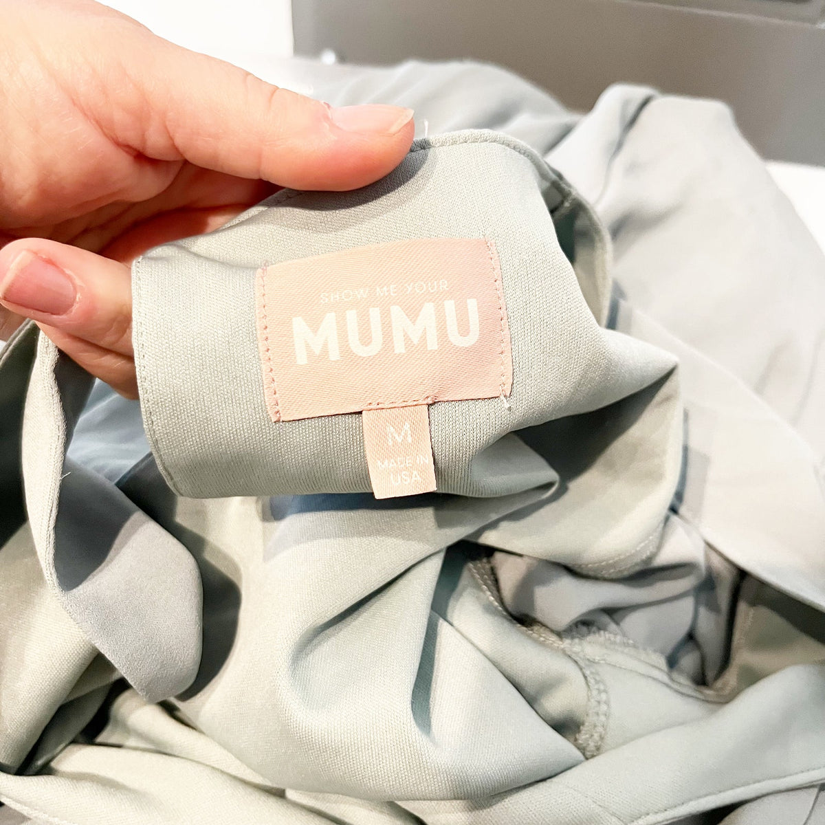 Show Me Your Mumu Emily Flutter Sleeve Empire Maxi Dress Silver Sage Medium