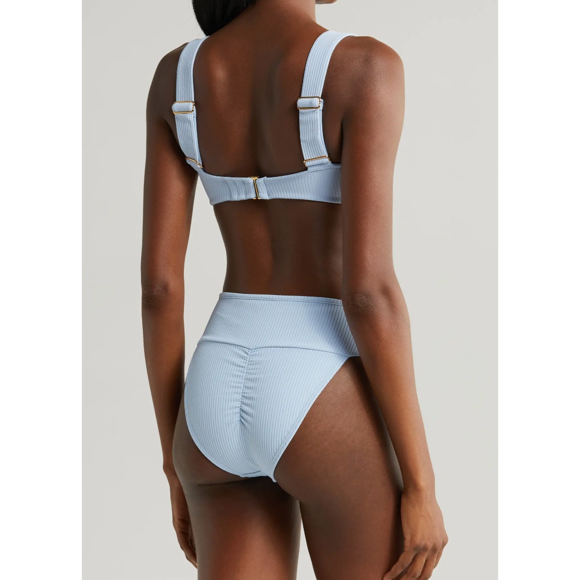 Montce Hayden Knotted Rib Top Tamarindo High Cut Bottom Set Peri Rib Blue XS/S