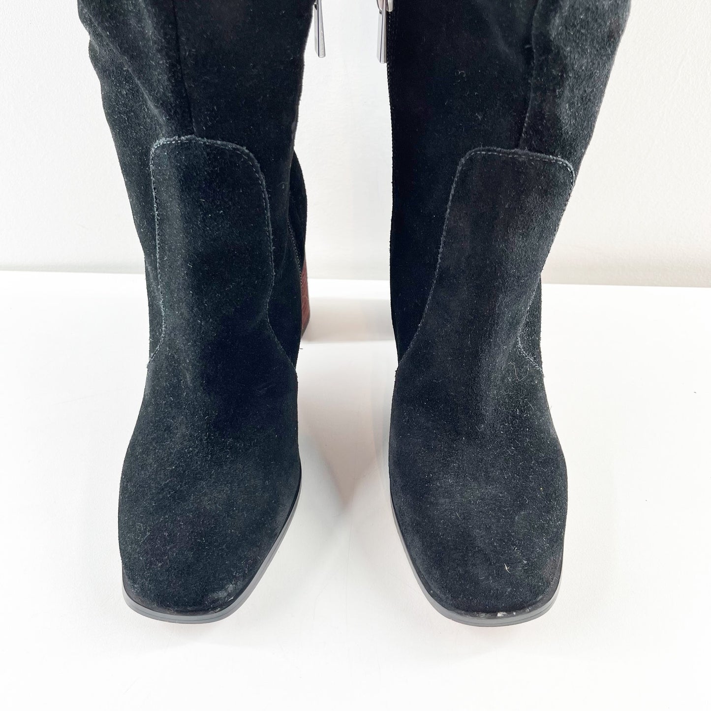 Splendid Gladis Scrunch Knee High Slouch Square Toe Suede Boots Black 8