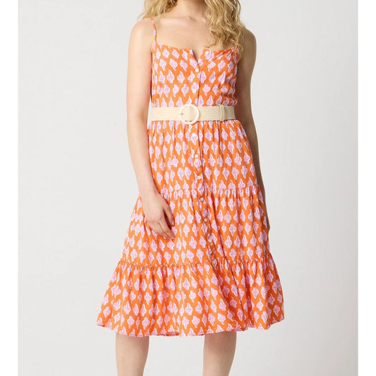 J. Crew Strappy Tiered Midi Sundress in Bold Orange Pink 00