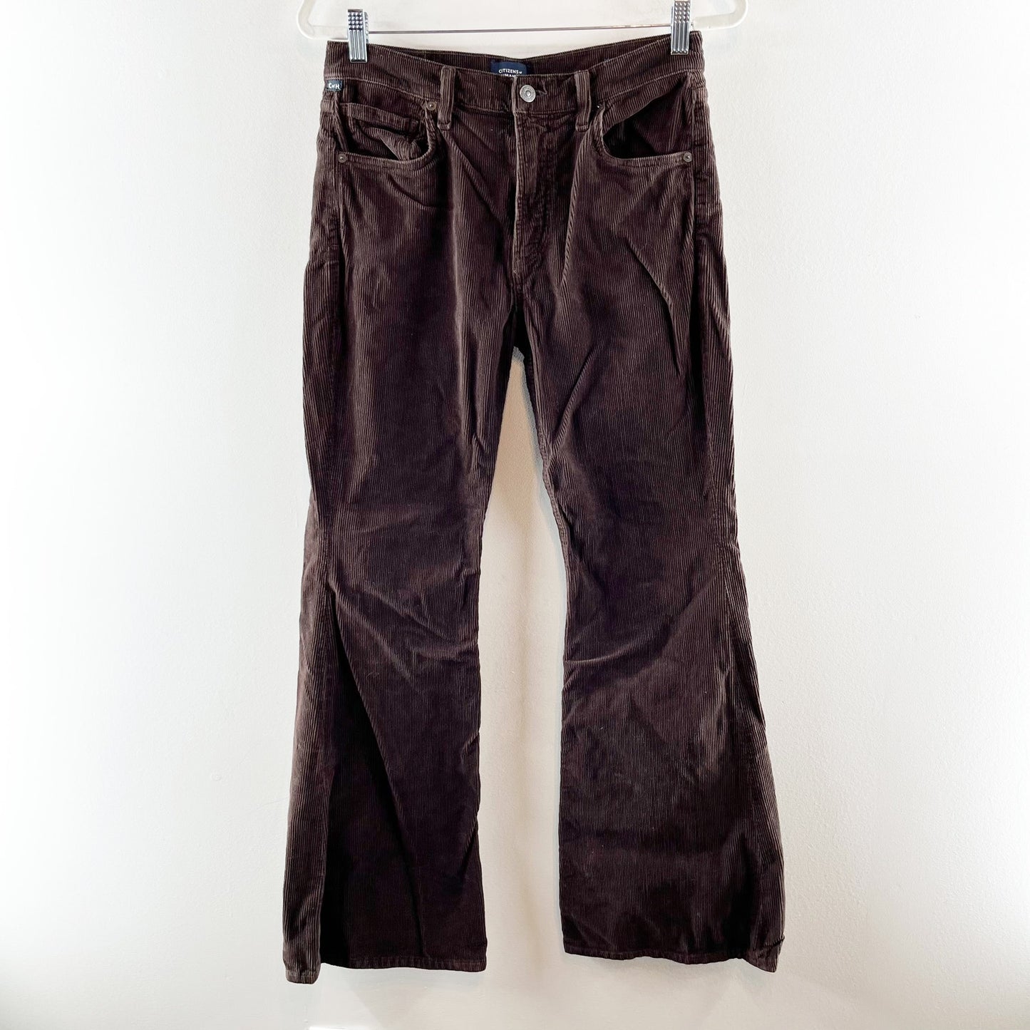 Citizens of Humanity Isola Corduroy Flare Pants Washed Bronze Chocolate Brown 28