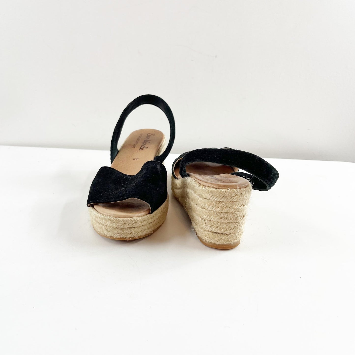 Ser Verde Peep Toe Slingback Espadrille Sandals Black 37 / US 6.5