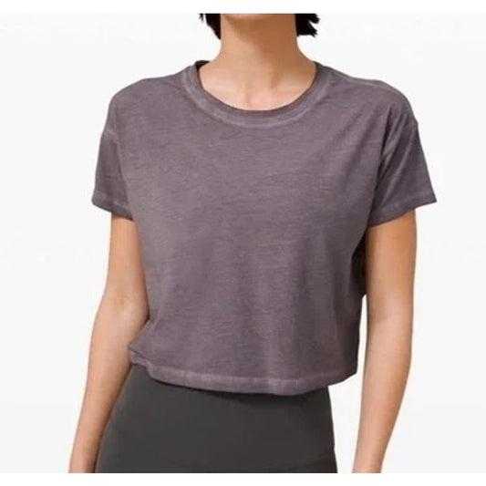 Lululemon Short Sleeve Cropped Tee Shirt Gray Medium