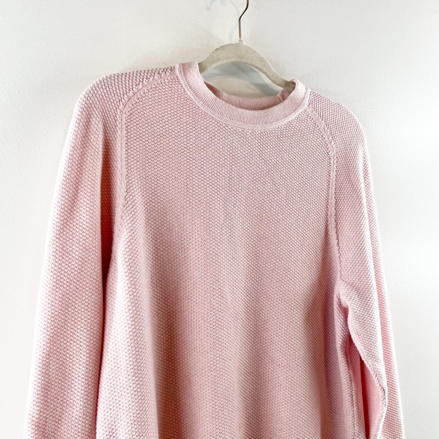 Lululemon Cotton Long Sleeve Crewneck Waffle Knit Sweater Pink Medium