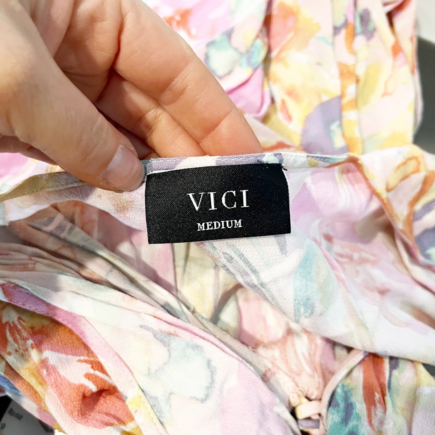 VICI Floral Print V Neck Short Sleeve Wrap Maxi Dress Pink Medium