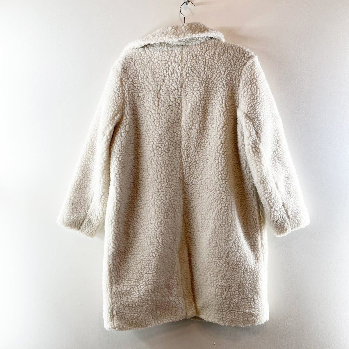 Abercrombie & Fitch Long Sleeve Mid-Length Sherpa Fleece Teddy Coat Cream Medium