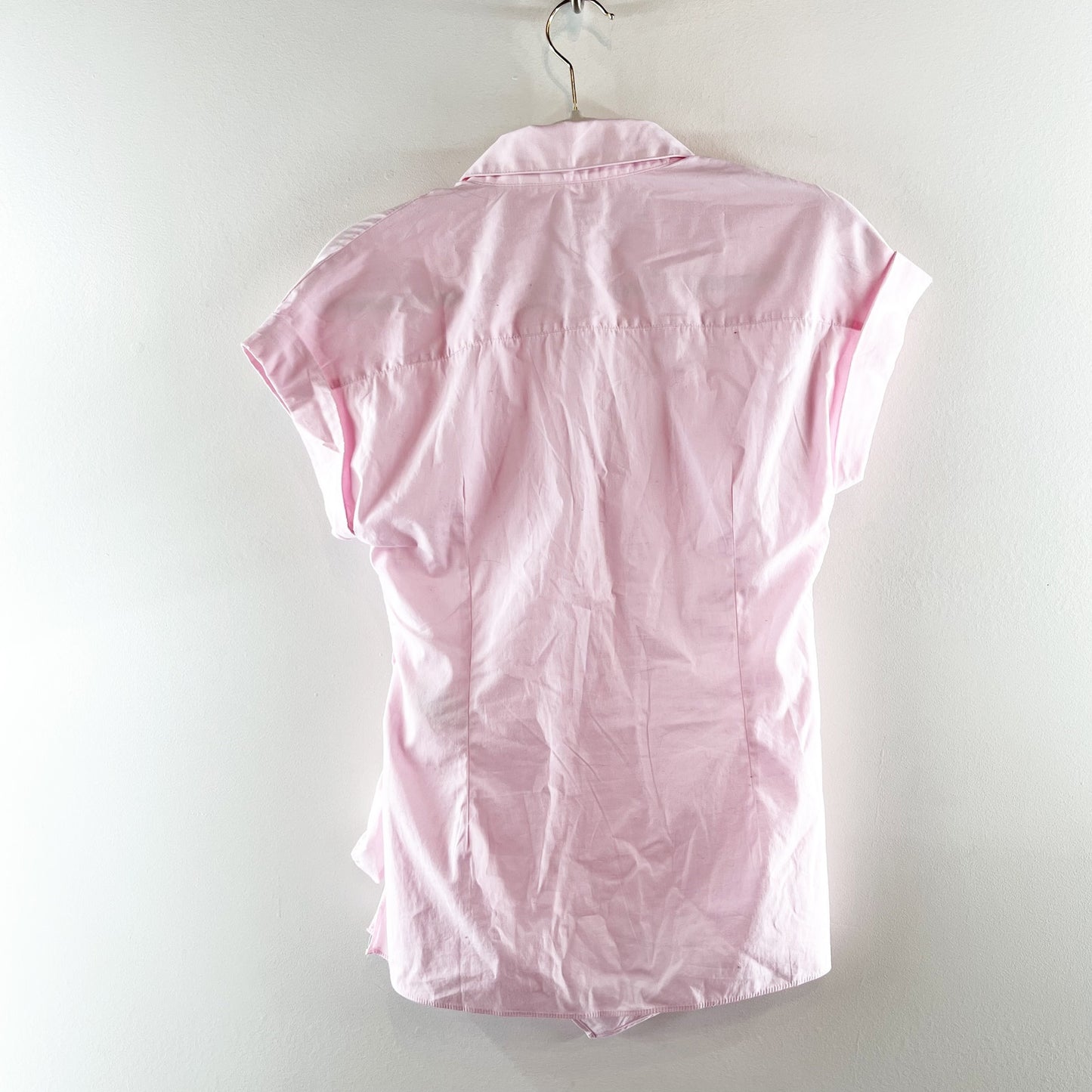 Babaton Aritzia Blueprint Poplin Short Sleeve Tie Front Top Blouse Villa Pink S