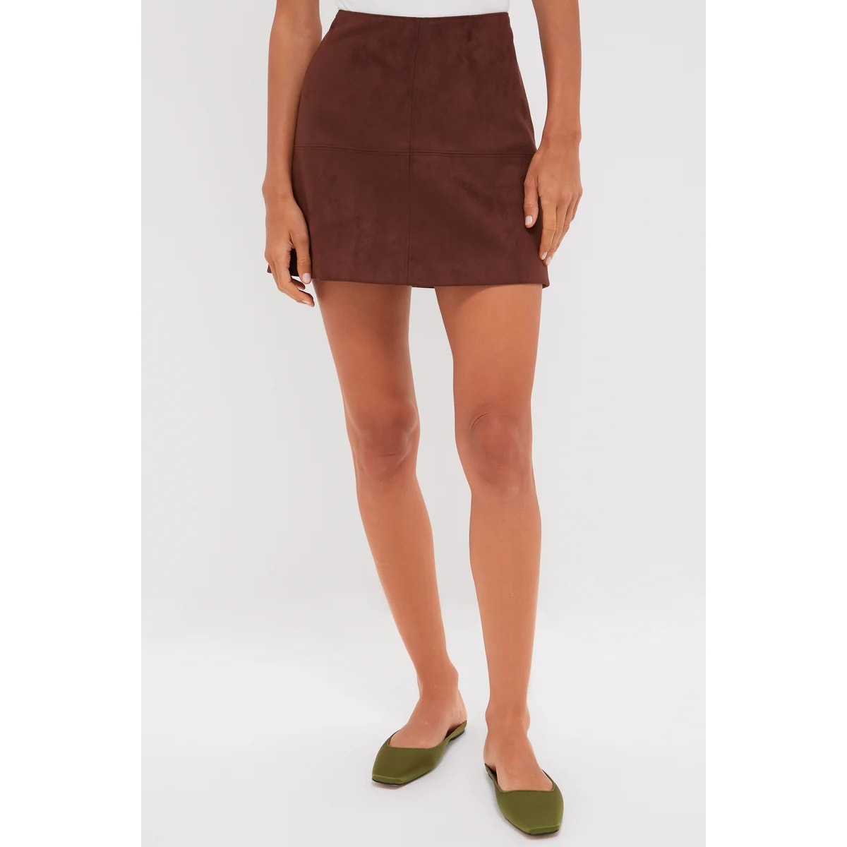 Tuckernuck Ganache Suede Meg Mini Skirt Chocolate Brown Large