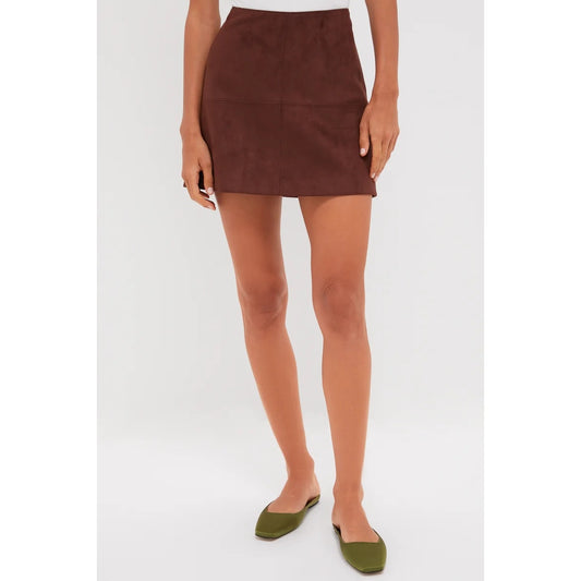 Tuckernuck Ganache Suede Meg Mini Skirt Chocolate Brown Large